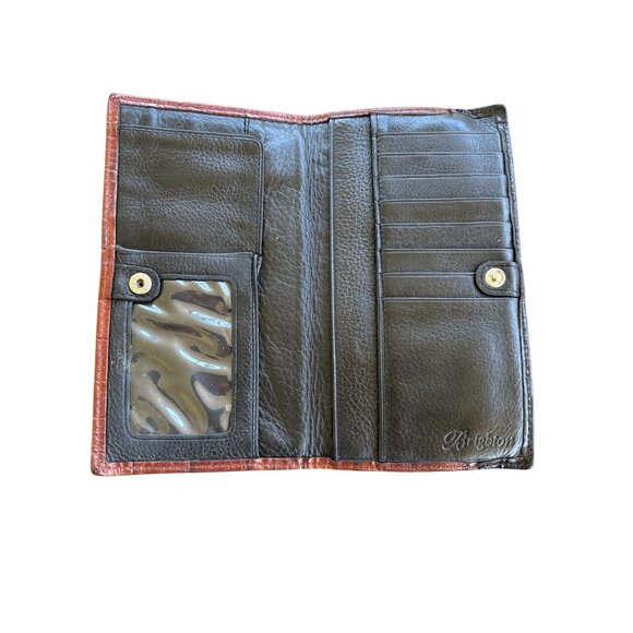 Brighton Two Toned Black Brown Leather Checkbook Wallet Croc Embossed Coin Cards - Picture 6 of 7